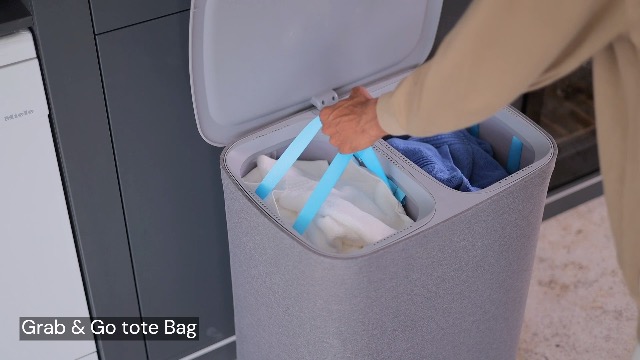 Amazon.com: XABITAT Dual Section 90L Laundry Basket with Wheels